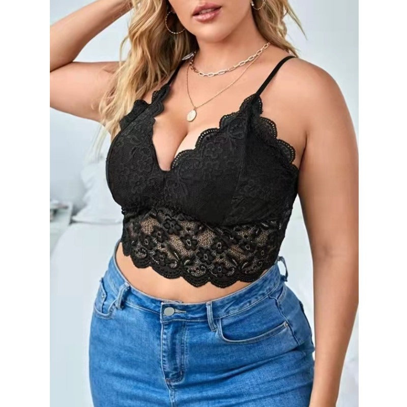 Lace Top Plus Size Push Up Wirefree Bra