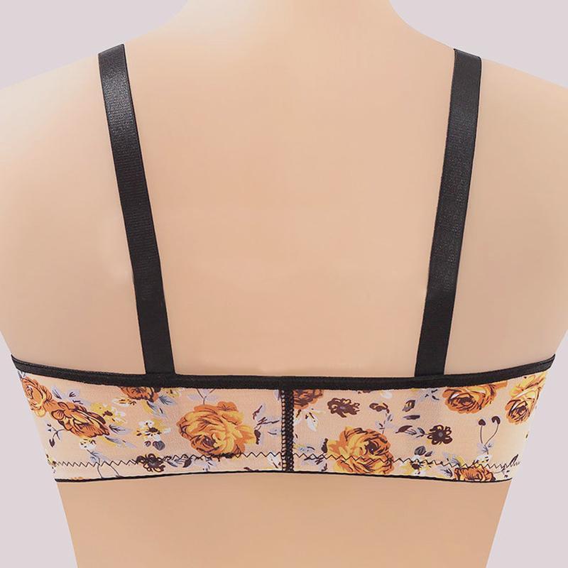 WOMENS FRONT BUCKLE GATHERED PRINT BRA