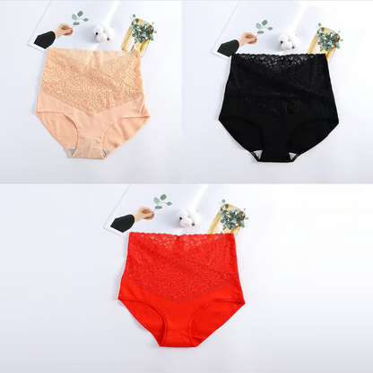 ⏰ Cotton Lace High Waist Body Shaper Moisture Absorbent Antibacterial Underwear🔥