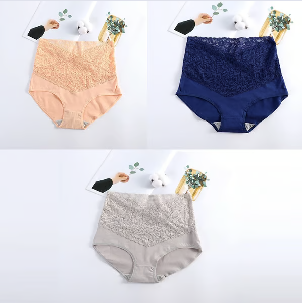 ⏰ Cotton Lace High Waist Body Shaper Moisture Absorbent Antibacterial Underwear🔥