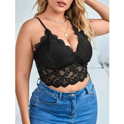 Lace Top Plus Size Push Up Wirefree Bra