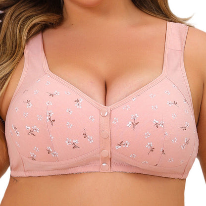 Pink Comfortable Front Button Bra