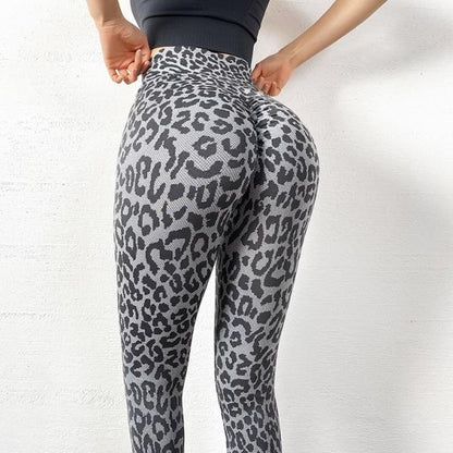 Leopard print hip yoga fitness pants