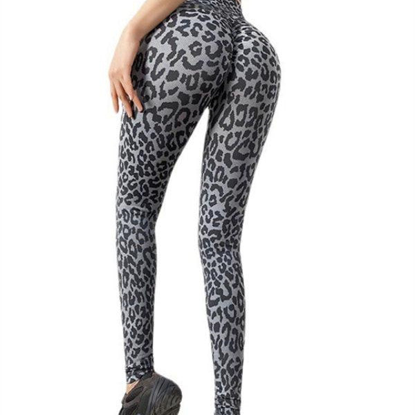 Leopard print hip yoga fitness pants