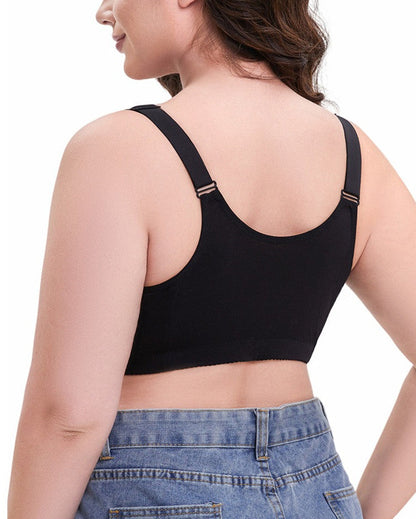 Adjustable strap front button lace bra