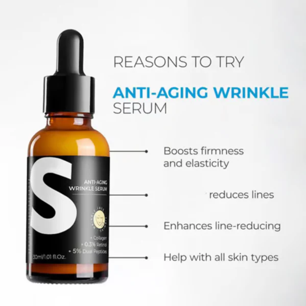 Retinol & Peptide Anti-Aging Wrinkle Serum, Brightening Serum for Fine Lines