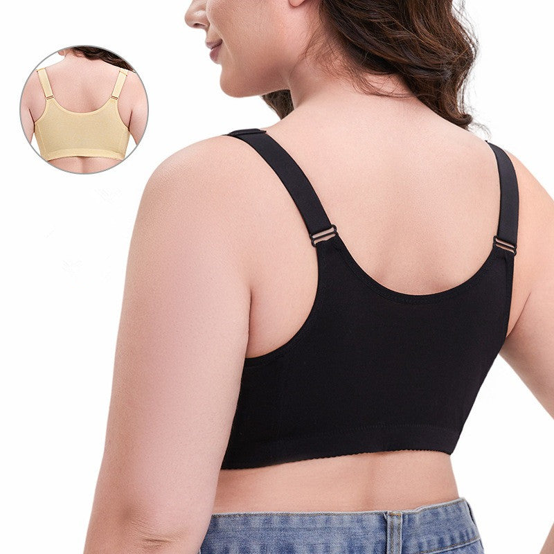 Adjustable strap front button lace bra