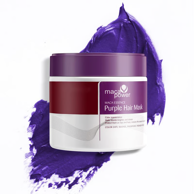 maca power Purple Hair Mask Professional Neutralizes Brass & Yellow Tones For Blonde Silver Gray Highlighted Hair