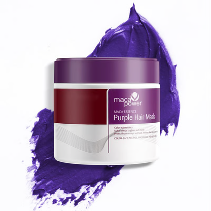 maca power Purple Hair Mask Professional Neutralizes Brass & Yellow Tones For Blonde Silver Gray Highlighted Hair