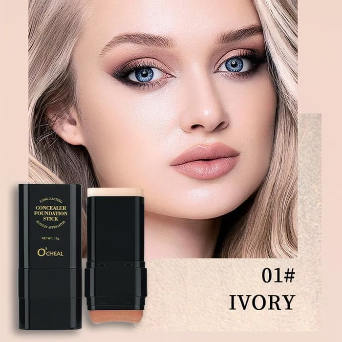 💥Dual-ended eraser foundation stick: long-lasting concealer and highlighter makeup tool for a perfect makeup look