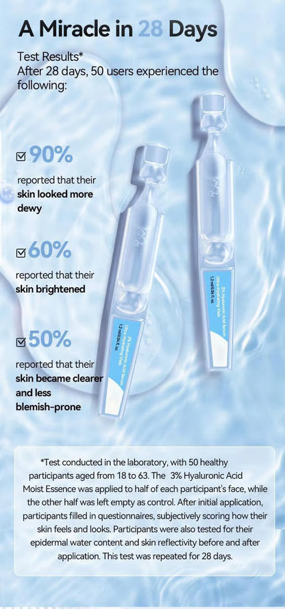 Ultra-Hydrating Serum -Vegan | 3% Hyaluronic Acid Glass Skin Single-Use Vials Skincare Comfort
