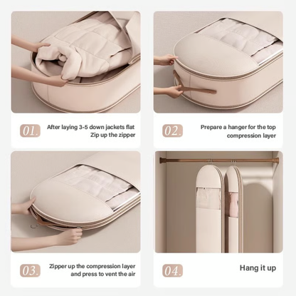 🔥2025 Space Saving Hanging Garment Bag with Self Compression Zipper